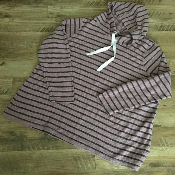 Activezone Mauve and Black Stripe Drawstring Baja Hoodie - Picture 10 of 14